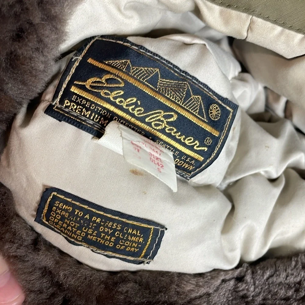 Eddie Bauer | Vintage Green Hat Faux Fur Lining Goose Down Insulated